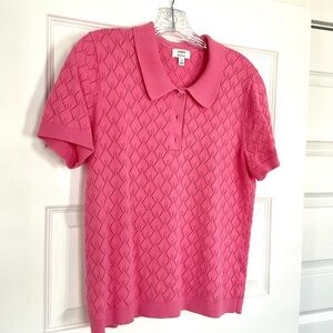J. Crew Factory Berry Pink Pointelle polo Sweater